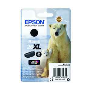 Epson+26XL+Ink+Cartridge+Premium+Claria+Polar+Bear+Black+C13T26214012