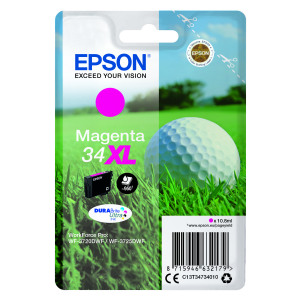 Epson+34XL+Ink+Cartridge+DURABrite+Ultra+High+Yield+Golf+Ball+Magenta+C13T34734010