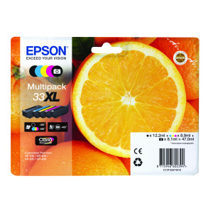 Epson+33XL+Ink+Cartridge+Claria+Premium+High+Yield+Oranges+CMYK%2FPhoto+Black+C13T33574011
