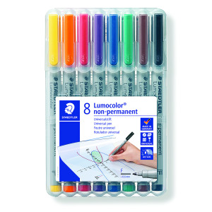 Staedtler+Lumocolor+Non-Permanent+Fine+Assorted+%28Pack+of+8%29+316+WP8