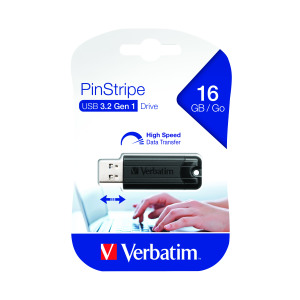 Verbatim+Black+Pinstripe+16GB+USB+3.0+Flash+Drive+49316