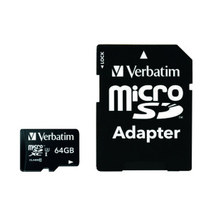 Verbatim+Pro+Micro+SDXC+Memory+Card+Class+10+UHS-I+U3+64GB+47042