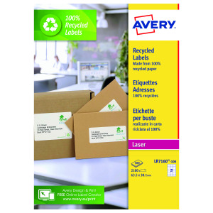 Avery+Laser+Label+Recycled+21+Per+Sheet+Wht+%28Pack+of+2100%29+LR7160-100