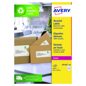 Avery+Laser+Labels+Recycled+16+Per+Sheet+Wht+%28Pack+of+1600%29+LR7162-100