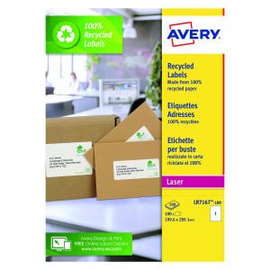Avery+Laser+Labels+Recycled+1+Per+Sheet+White+%28Pack+of+100%29+LR7167-100