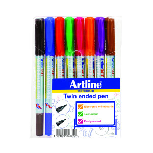 Artline+2-in-1+Whiteboard+Marker+Fine%2FSuperfine+Assorted+%28Pack+of+8%29+EK-541T-WB