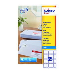 Avery+Inkjet+Mini+Labels+38.1x21.2mm+65+Per+Sheet+White+%281625+Pack%29+J8651-25