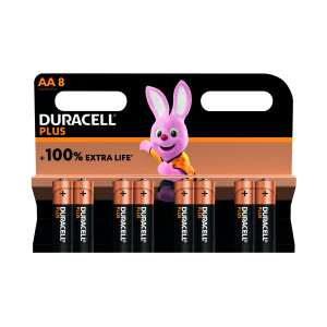 Duracell+Plus+AA+Battery+Alkaline+100%25+Extra+Life+%28Pack+of+8%29+5009372
