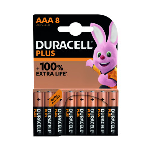 Duracell+Plus+AAA+Battery+Alkaline+100%25+Extra+Life+%28Pack+of+8%29+5009380