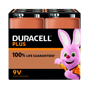 Duracell+Plus+9V+Battery+Alkaline+100%25+Life+%28Pack+of+4%29+5009826