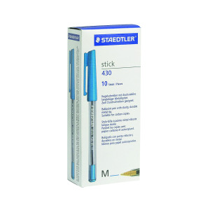 Staedtler+Stick+430+Ballpoint+Pen+Medium+Blue+%28Pack+of+10%29+430-M3