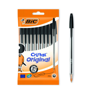 Bic+Cristal+Ballpoint+Pen+Medium+Black++%2810+Pack%29+830864