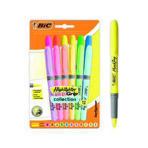 Bic+Highlighter+Grip+Pastel+Assorted+%2812+Pack%29+992562
