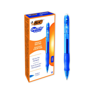 Bic+Gel-ocity+Original+Gel+Pen+Medium+Blue+%28Pack+of+12%29+829158