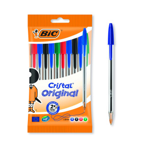 Bic+Cristal+Medium+Ballpoint+Pens+Medium+Assorted+%2810+Pack%29+830865
