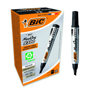 Bic+2300+Permanent+Marker+Chisel+Tip+Black+%2812+Pack%29+820926