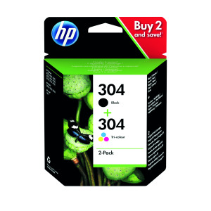 HP+304+Ink+Cartridge+Twin+Pack+Black%2FTri-color+CMY+3JB05AE