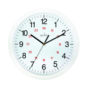 Acctim+Metro+24+Hour+Plastic+Wall+Clock+300mm+White+21162
