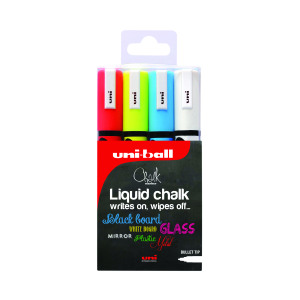 Uniball+PWE-5M+Chalk+Marker+Medium+Bullet+Assorted+%284+Pack%29+153528181