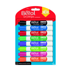 Berol+Drywipe+Marker+Bullet+Tip+Assorted+%288+Pack%29+1984865