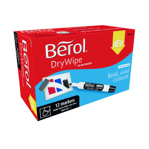 Berol+Drywipe+Marker+Bullet+Tip+Black+%2812+Pack%29+1984866