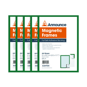 Announce+Magnetic+Frames+A4+Green+%285+Pack%29+AA07543