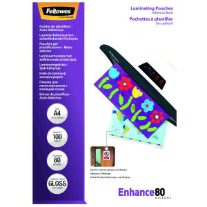 Fellowes+A4+Self+Adhesive+Enhance+Laminating+Pouches%28Pack+of+100%2953022