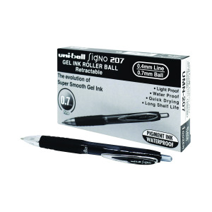 Uni-Ball+Signo+207+Retract+Gel+Rollerball+Black+%28Pack+of+12%29+9004600