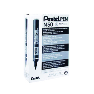 Pentel+N50+Permanent+Bullet+Marker+Broad+Black+%28Pack+of+12%29+N50-A