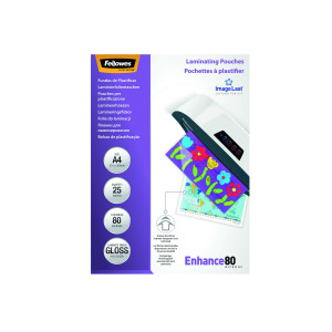 Fellowes+A4+Enhance+Laminating+Pouches+160+Micron+%28Pack+of+25%29+53962