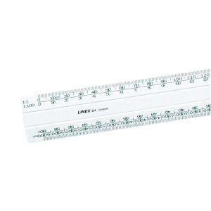 Linex+Flat+Scale+Ruler+1%3A1+1%3A20-500+30cm+White+LXH+434