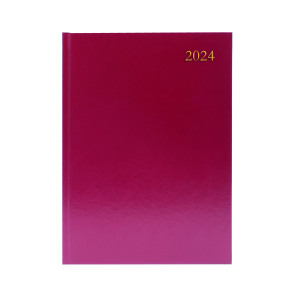Desk+Diary+Day+Per+Page+A4+Appointment+Burgundy+2024+KFA41ABG24