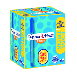 PaperMate+InkJoy+100+Ballpoint+Pen+Medium+Blue+%28Pack+of+100%29+S0977420