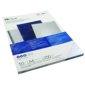 GBC+HiClear+A4+Binding+Cover+250+Micron+Super+Clear+%28Pack+of+50%29+41606E