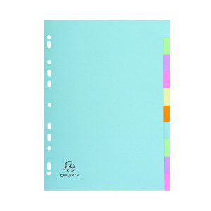 Exacompta+Recycled+Dividers+10-Part+A4+Pastel+1610E