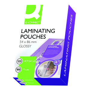Q-Connect+54x86mm+Laminating+Pouches+250+Micron+%28Pack+of+100%29+KF01203