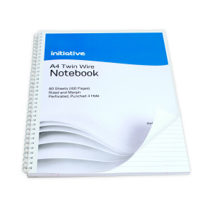 Initiative+Twinwire+Notebook+A4%2B+Ruled+Margin+Perforated+70gsm+160+pages+%285+Pack%29