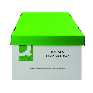 Q-Connect+Business+Storage+Box+335x400x250mm+Green+and+White+%2810+Pack%29+KF21660