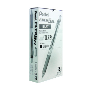 Pentel+EnerGel+Xm+Retractable+Gel+Pen+Medium+Black+%28Pack+of+12%29+BL77-A