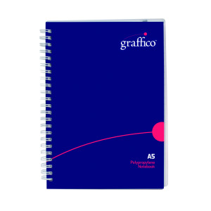 Graffico+Polypropylene+Wirebound+Notebook+140+Pages+A5+EN08822
