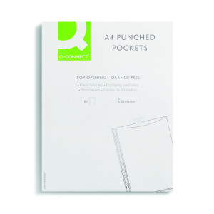Q-Connect+Punched+Pockets+Polypropylene+50+Micron+A4+Embossed+%28100+Pack%29+KF24001