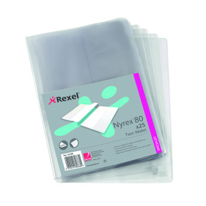 Rexel+Nyrex+Twin+Wallet+A4+Clear+%28Pack+of+25%29+12195