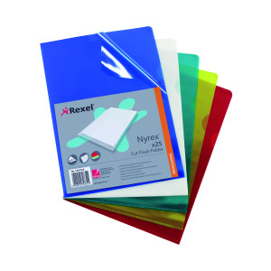 Rexel+Nyrex+Cut+Flush+Folders+A4+Assorted+%28Pack+of+25%29+12161AS