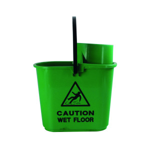 2Work+Plastic+Mop+Bucket+with+Wringer+15+Litre+Green+102946GN