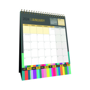 Collins+Edge+Rainbow+Desk+Calendar+Month+To+View+2024+EDDC-24