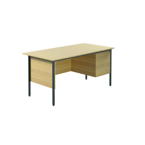 Serrion+Rectangular+2+Drawer+Pedestal+4+Leg+Desk+1500x750x730mm+Oak+KF838376