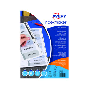 Avery+Indexmaker+Card+Dividers+10-Part+Customisable+1-10+A4%2B+Wide+White+01999001