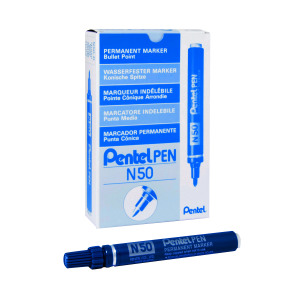 Pentel+N50+Permanent+Bullet+Marker+Broad+Blue+%28Pack+of+12%29+N50-C