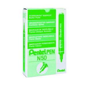 Pentel+N50+Permanent+Green+Marker+Bullet+Tip+%28Pack+of+12%29+N50-D