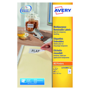 Avery+Removable+Labels+12+Per+Sheet+White+%28Pack+of+300%29+L4743REV-25